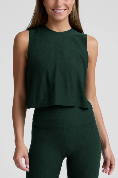 Light weight sleeveless crop top relaxed fit cotton tank