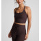 Women's fitted t back sports tank with removable padding scoop neck sleeveless crop top