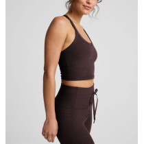 Women's fitted t back sports tank with removable padding scoop neck sleeveless crop top