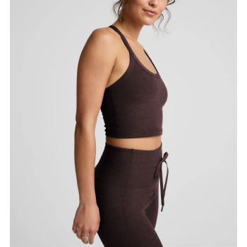 Women's fitted t back sports tank with removable padding scoop neck sleeveless crop top