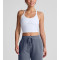 Women's fitted t back sports tank with removable padding scoop neck sleeveless crop top