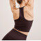 Women's fitted t back sports tank with removable padding scoop neck sleeveless crop top