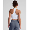 Women's fitted t back sports tank with removable padding scoop neck sleeveless crop top