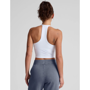 Women's fitted t back sports tank with removable padding scoop neck sleeveless crop top