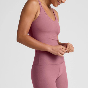 V neck strappy back sports tank moisture wicking flattering crop