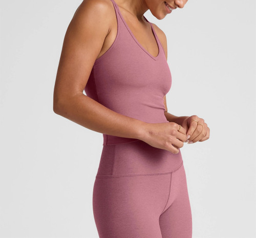 V neck strappy back sports tank moisture wicking flattering crop