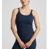 Classic scoop neck slim fit rib tank with curvy hem