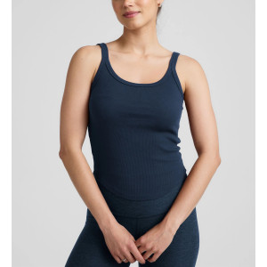 Classic scoop neck slim fit rib tank with curvy hem