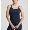 Classic scoop neck slim fit rib tank with curvy hem