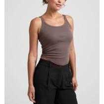 Classic scoop neck slim fit rib tank with curvy hem