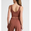 Women's ribbed v neck wide strap sports tank slim fit padded  longline crop top