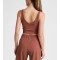 Women's ribbed v neck wide strap sports tank slim fit padded  longline crop top