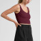 Women's ribbed v neck wide strap sports tank slim fit padded  longline crop top