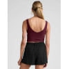 Women's ribbed v neck wide strap sports tank slim fit padded  longline crop top