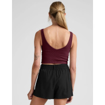 Women's ribbed v neck wide strap sports tank slim fit padded  longline crop top