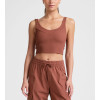 Women's ribbed v neck wide strap sports tank slim fit padded  longline crop top