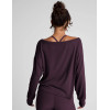 Women's long sleeve relaxed fit pullover t shirts brushed off shoulder tees