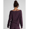 Women's long sleeve relaxed fit pullover t shirts brushed off shoulder tees