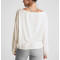 Women's long sleeve relaxed fit pullover t shirts brushed off shoulder tees