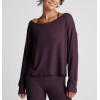 Women's long sleeve relaxed fit pullover t shirts brushed off shoulder tees