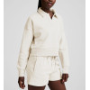Women's polo neck cropped cotton fleece sweatshirts athleisure hoodies