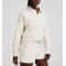 Women's polo neck cropped cotton fleece sweatshirts athleisure hoodies
