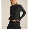 Women's long sleeve mock neck fitted sports tee  with thumb hole lightweight cropped t shirts