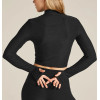 Women's long sleeve mock neck fitted sports tee  with thumb hole lightweight cropped t shirts