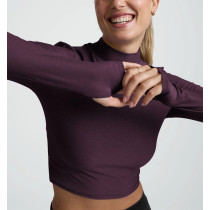 Women's long sleeve mock neck fitted sports tee  with thumb hole lightweight cropped t shirts