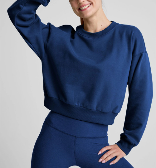 Women's crew neck relaxed fit cotton fleece sweatshirts