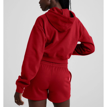 Women's relaxed fit cotton fleece zip up crop hoodies comfortable drop shoulder sweatshirts