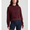 Women's long sleeve hooded crop sweatshirts with kangaroo pockets cotton fleece oversized hoodies