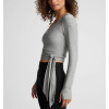 Lightweight long sleeve v neck wrap top 4 ways stretchy barre top
