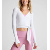 Lightweight long sleeve v neck wrap top 4 ways stretchy barre top