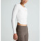 Women's long sleeve crew neck t shirts side cinched cropped gym t shirts