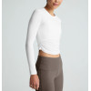 Women's long sleeve crew neck t shirts side cinched cropped gym t shirts