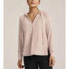 Women's light weight training hoodie with side slit relaxed fit moisture wicking long sleeve top