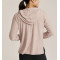 Women's light weight training hoodie with side slit relaxed fit moisture wicking long sleeve top