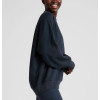 Women's crew neck oversized hip length sweatshirts drop shoulder cotton fleece pullovers