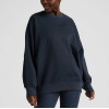 Women's crew neck oversized hip length sweatshirts drop shoulder cotton fleece pullovers