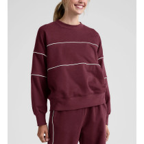 women's crew neck relaxed fit piped sweatshirts