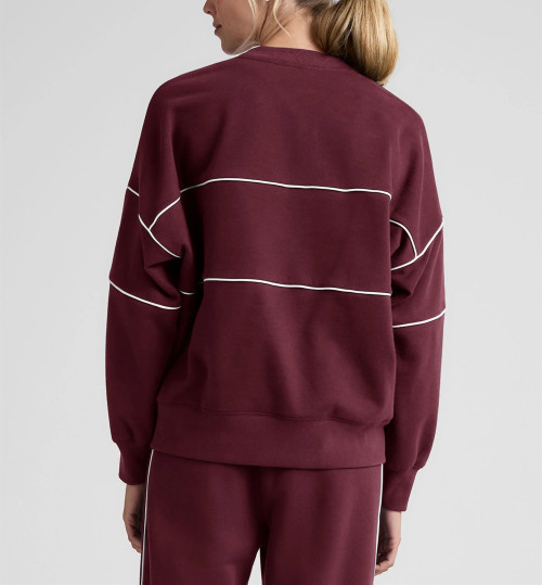 women's crew neck relaxed fit piped sweatshirts