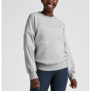 women's crew neck relaxed fit piped sweatshirts