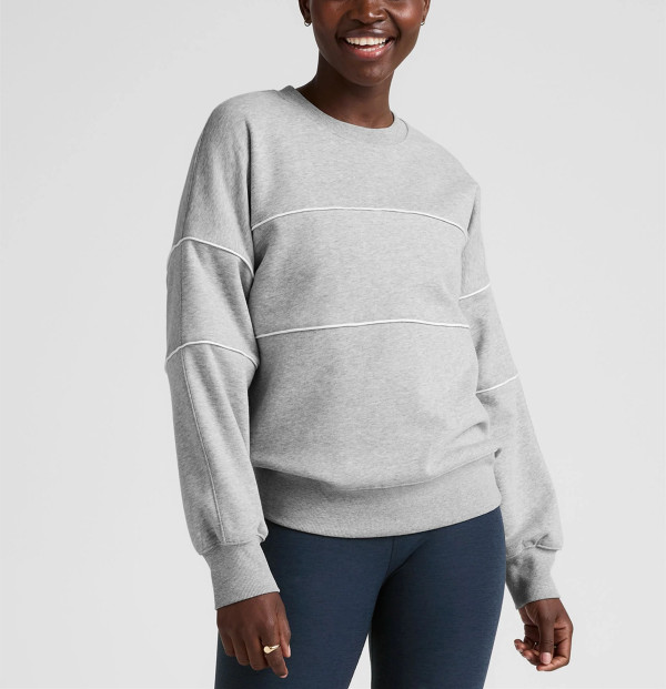 women's crew neck relaxed fit piped sweatshirts