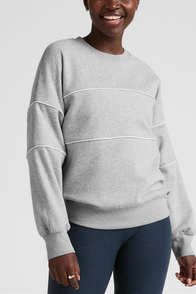 women's crew neck relaxed fit piped sweatshirts
