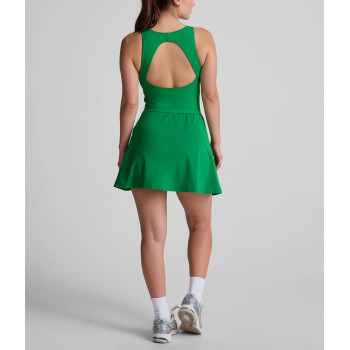 Women's sleeveless hollow back padded sports dress athleisure scoop neck fitted tennis clothing