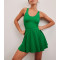 Women's sleeveless hollow back padded sports dress athleisure scoop neck fitted tennis clothing