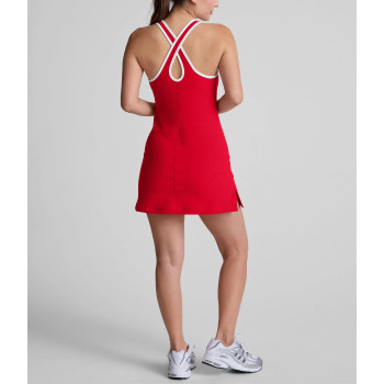 Color block A line back cross sports dress with side slit athleisure flattering tennis clothing