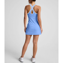 Color block A line back cross sports dress with side slit athleisure flattering tennis clothing