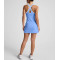 Color block A line back cross sports dress with side slit athleisure flattering tennis clothing